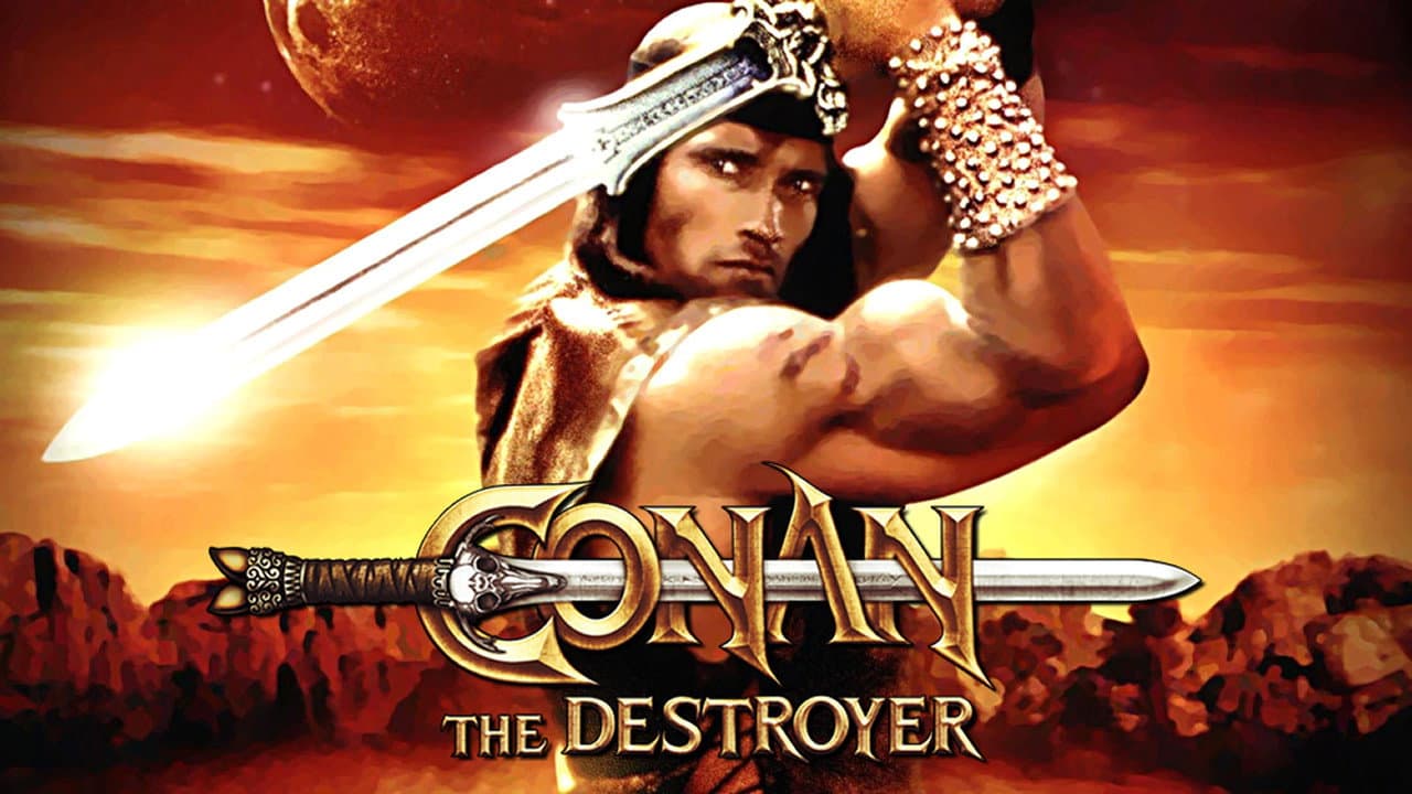 Conan the Destroyer — backdrops with title 4