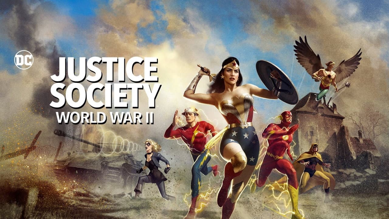 Justice Society: World War II — backdrops with title 1